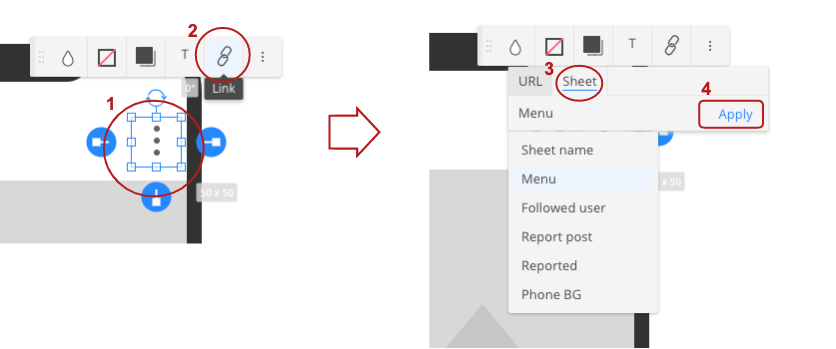 Insert a hyperlink into a Cacoo interactive wireframe