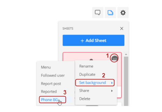 Cacoo: setting background sheet in an interactive wireframe