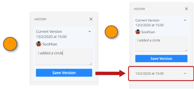 Version history panel