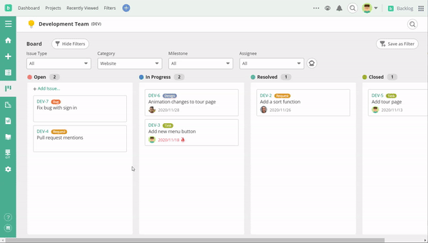 Using Backlog's Kanban Board