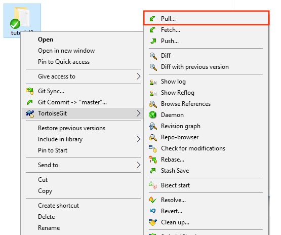 Click pull from the right-click menu